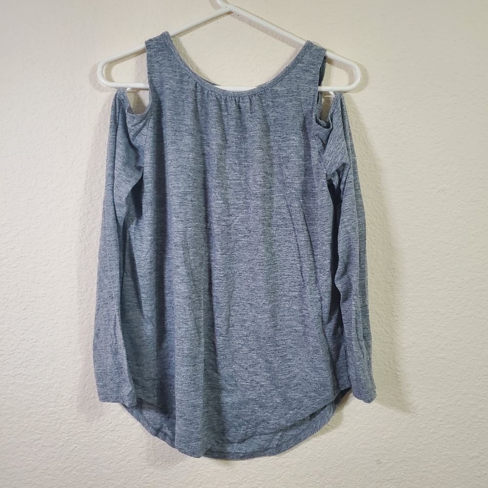 Lularoe Grey White Daisy Short Sleeve Womens Shirt Size Large Ruffle Sleeve Gre